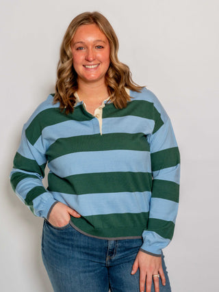 Babe in Blue Green Top