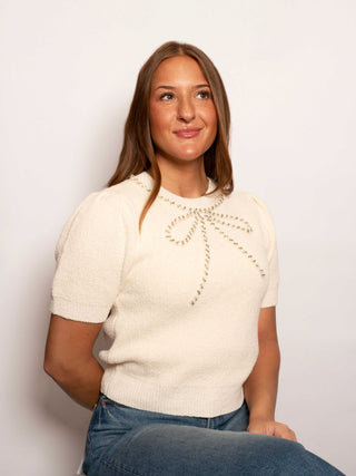Bow-y Cute Sweater Ecru