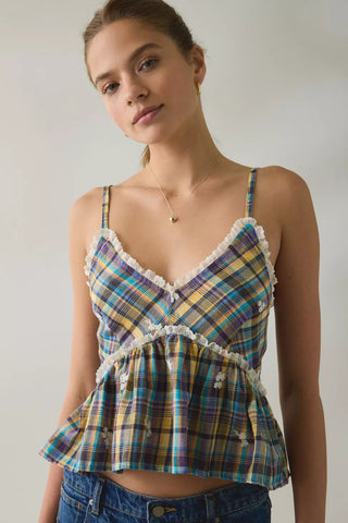 Bryna Top - Brown Plaid