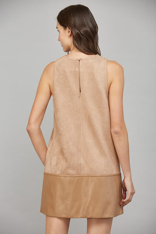 Faux Leather Suede Shift Dress