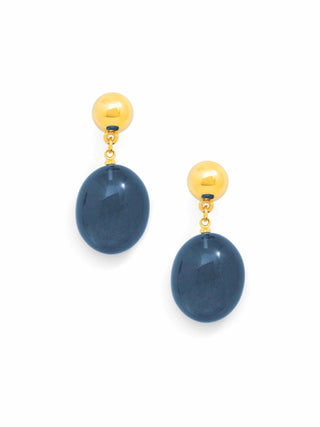 Glistening Drop Earrings - Navy
