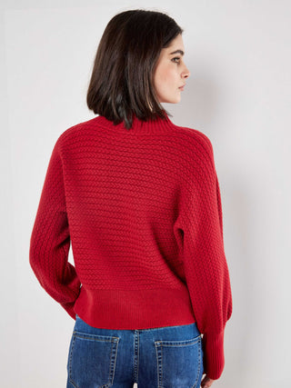 High Neck Cable Batwing Sweater