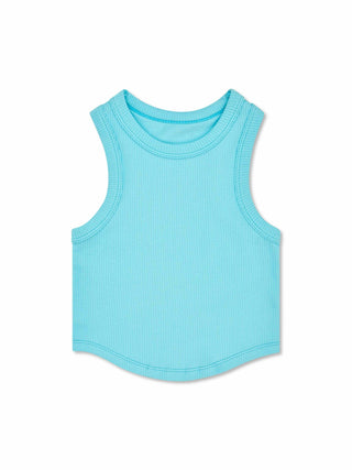 Ice Blue Cropped Racer Tank