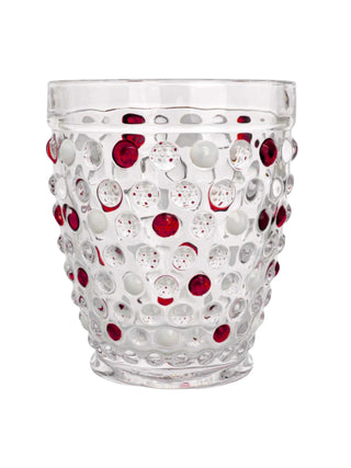 Red And White Hobnail Drinking Glass