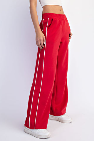 Red/Cream Modal Straight Pant