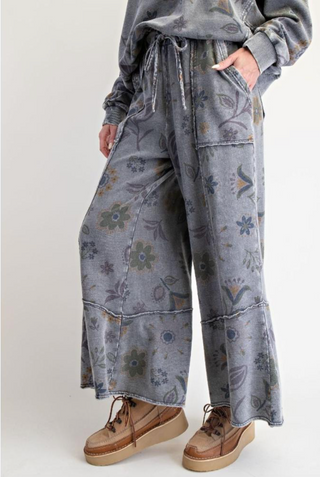 Flower Print Ash Pants