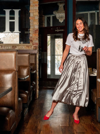 Silver Bubble Satin Skirt