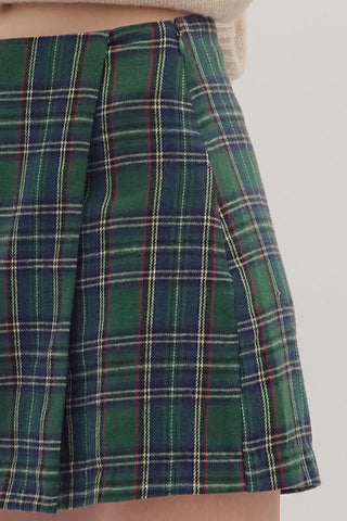 Tartan Plaid Green Skort